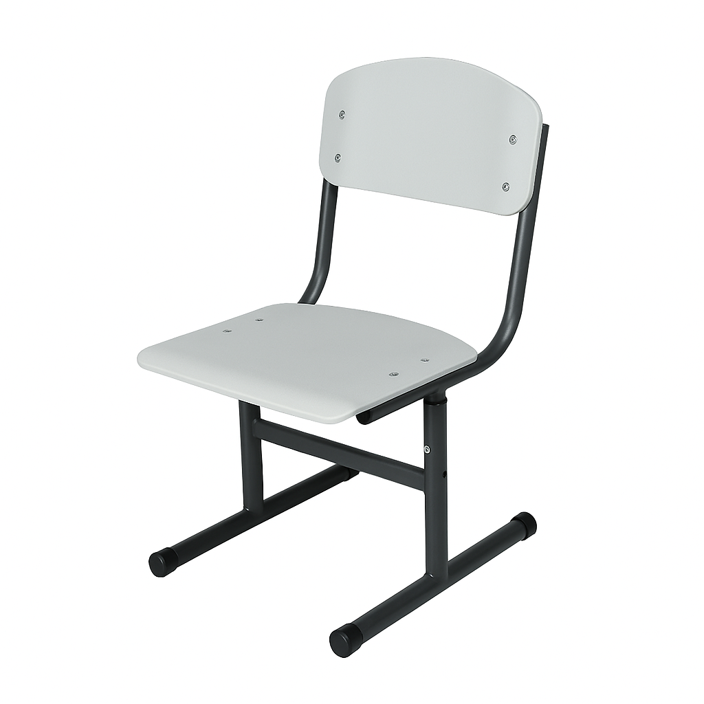 Стілець учнівський Т-подібний, на металевому каркасі (кругла труба), регулюється на ростові групи №3-6, ЛЕЛЕКА, 385х430-440х(745)775-855 мм.